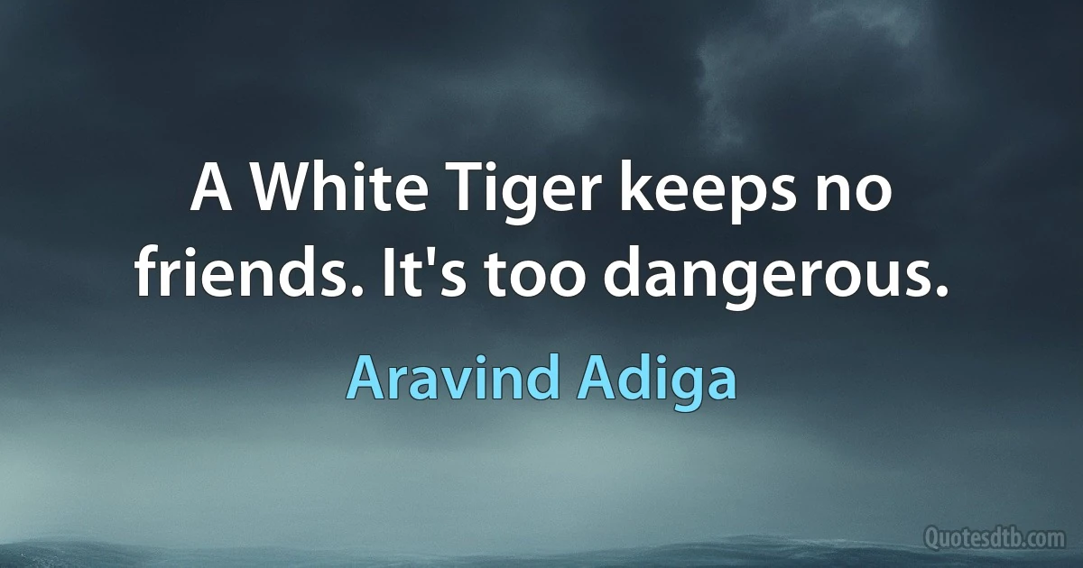 A White Tiger keeps no friends. It's too dangerous. (Aravind Adiga)