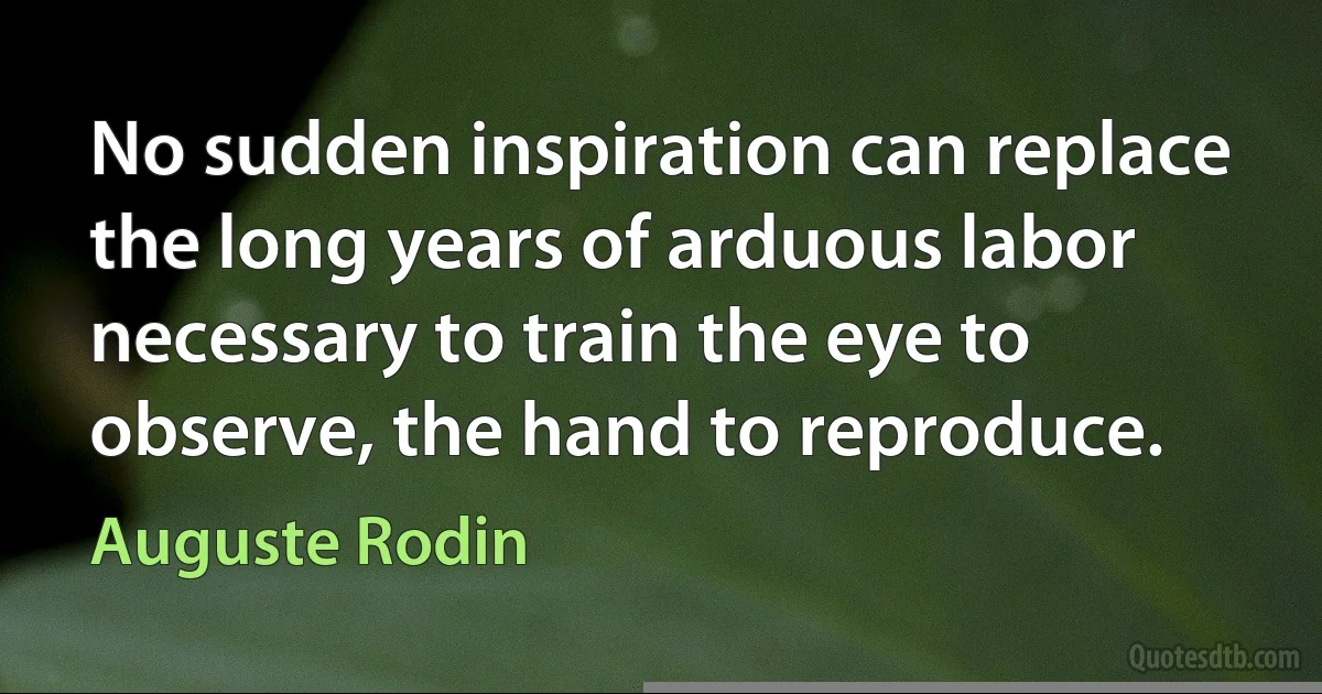 No sudden inspiration can replace the long years of arduous labor necessary to train the eye to observe, the hand to reproduce. (Auguste Rodin)