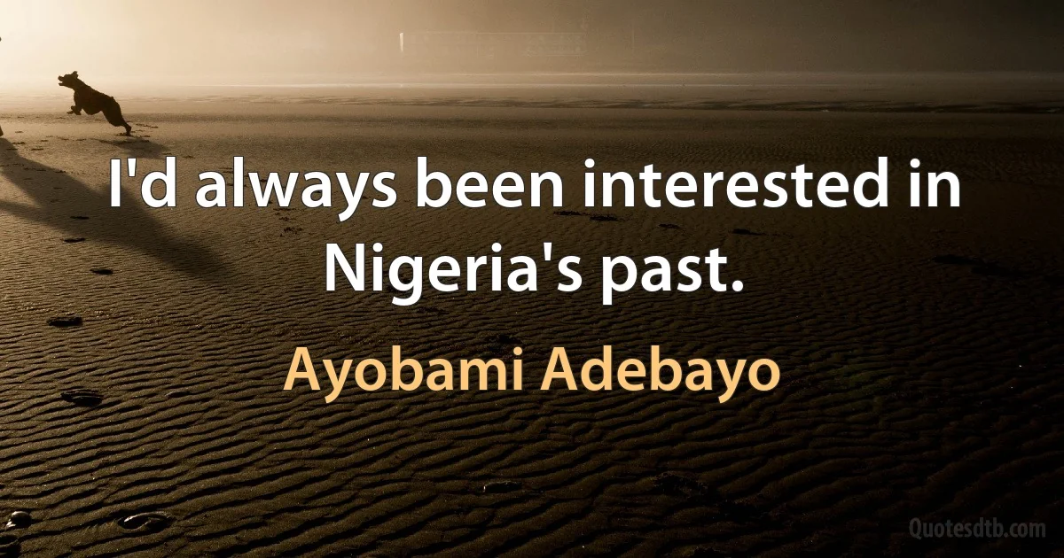 I'd always been interested in Nigeria's past. (Ayobami Adebayo)