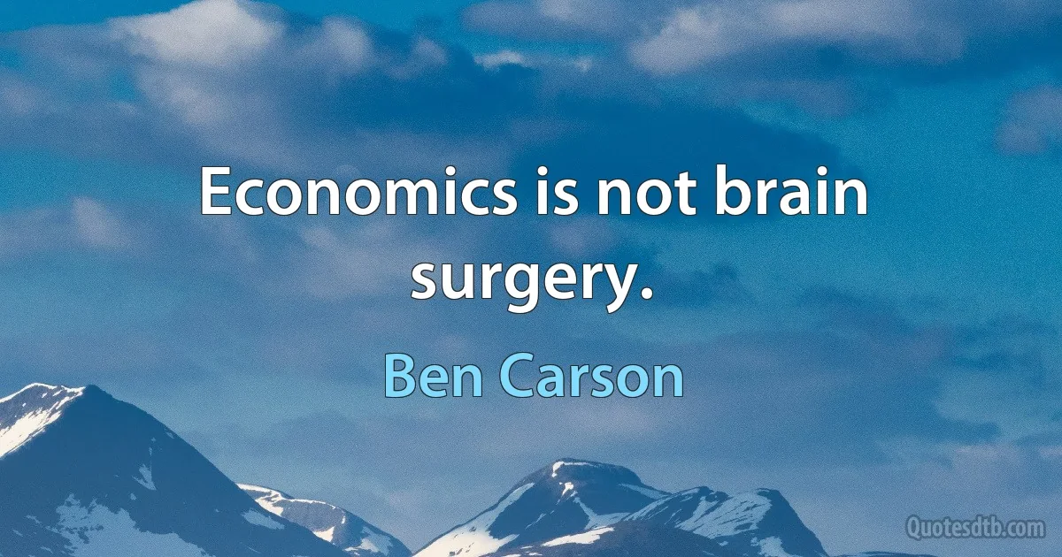 Economics is not brain surgery. (Ben Carson)