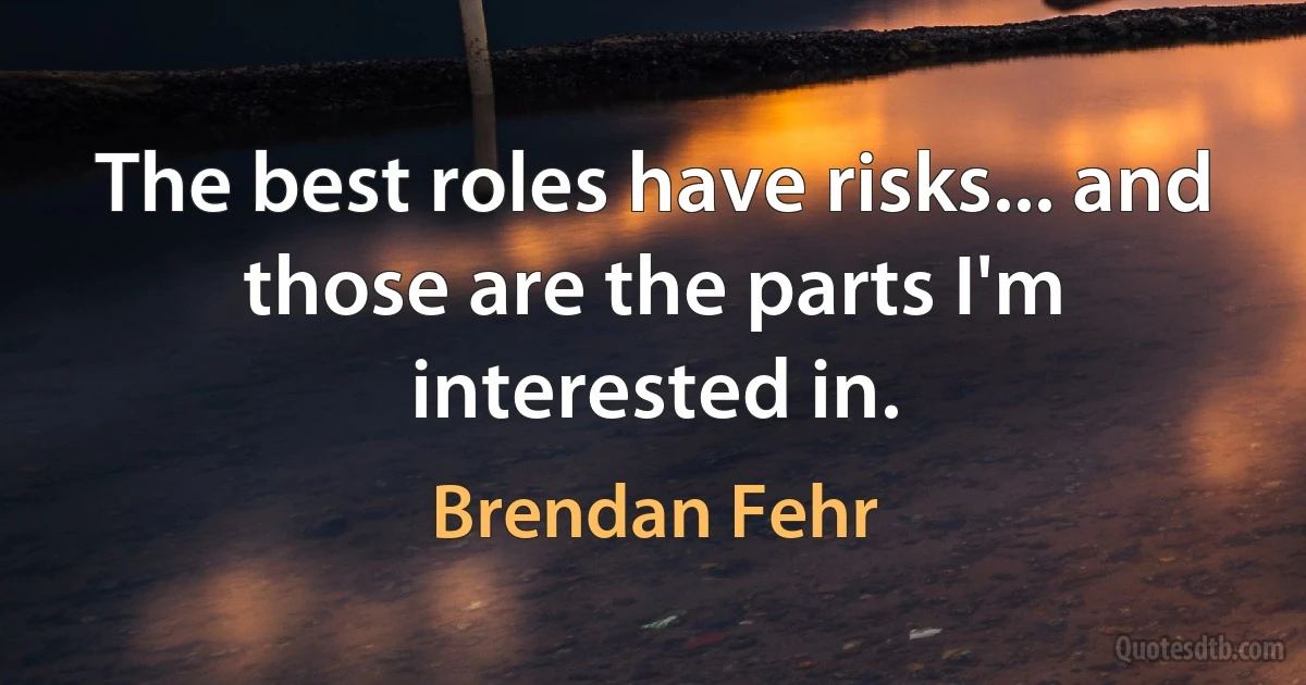 The best roles have risks... and those are the parts I'm interested in. (Brendan Fehr)