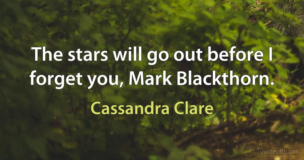 The stars will go out before I forget you, Mark Blackthorn. (Cassandra Clare)