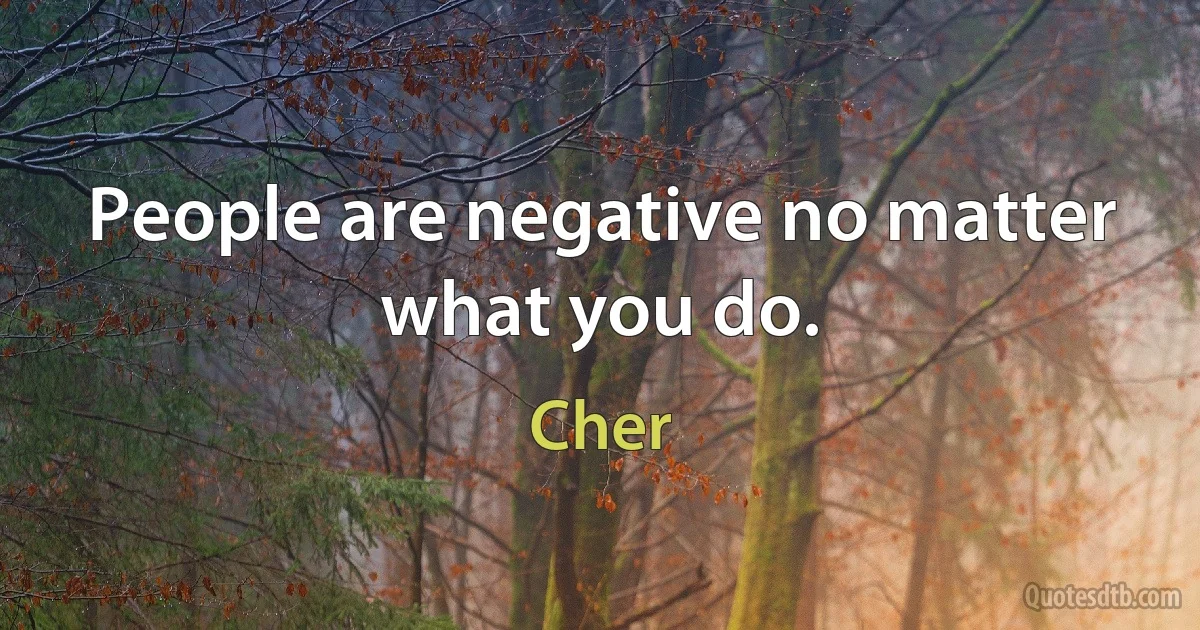 People are negative no matter what you do. (Cher)