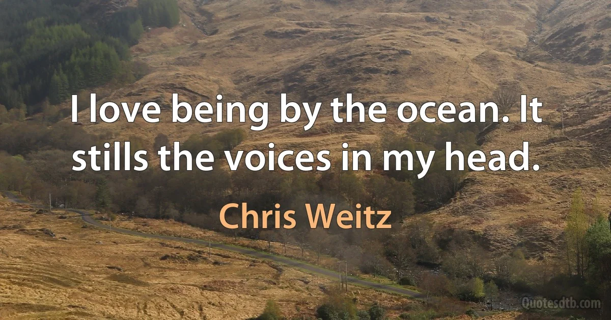 I love being by the ocean. It stills the voices in my head. (Chris Weitz)