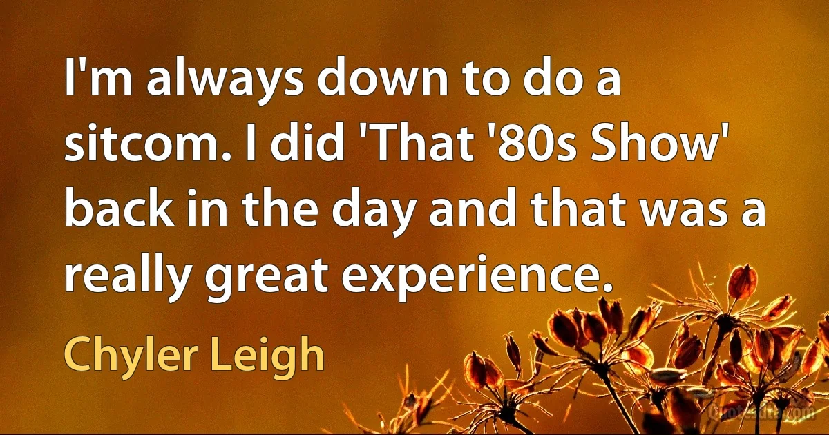 I'm always down to do a sitcom. I did 'That '80s Show' back in the day and that was a really great experience. (Chyler Leigh)