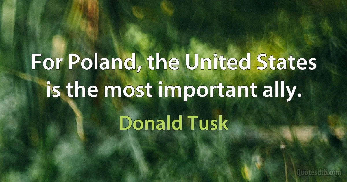 For Poland, the United States is the most important ally. (Donald Tusk)