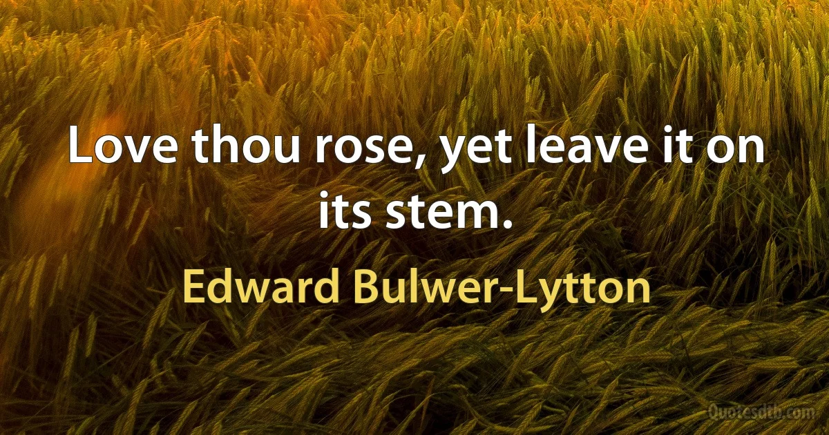 Love thou rose, yet leave it on its stem. (Edward Bulwer-Lytton)