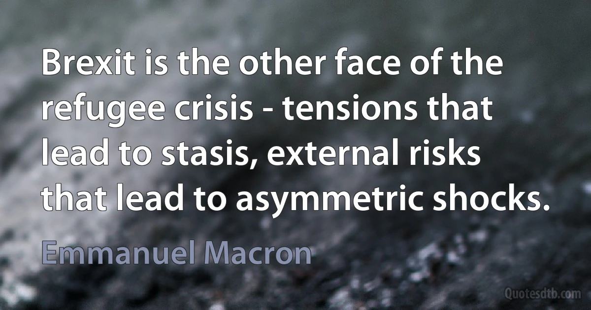 Brexit is the other face of the refugee crisis - tensions that lead to stasis, external risks that lead to asymmetric shocks. (Emmanuel Macron)