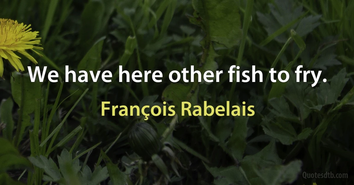 We have here other fish to fry. (François Rabelais)