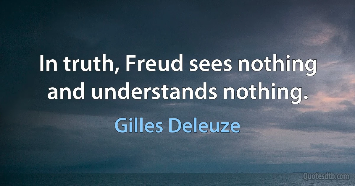 In truth, Freud sees nothing and understands nothing. (Gilles Deleuze)