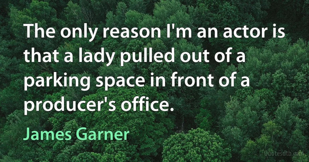 The only reason I'm an actor is that a lady pulled out of a parking space in front of a producer's office. (James Garner)