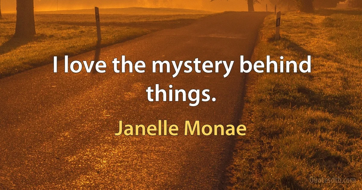 I love the mystery behind things. (Janelle Monae)