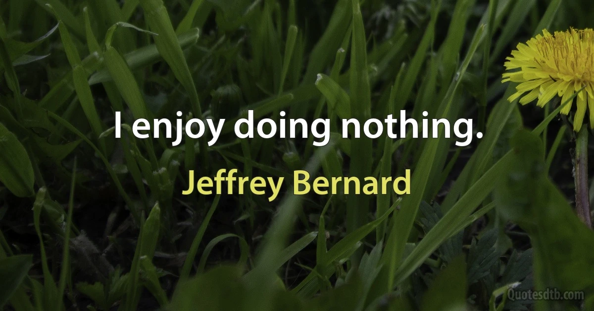 I enjoy doing nothing. (Jeffrey Bernard)