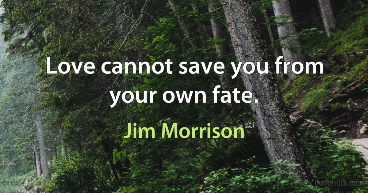 Love cannot save you from your own fate. (Jim Morrison)