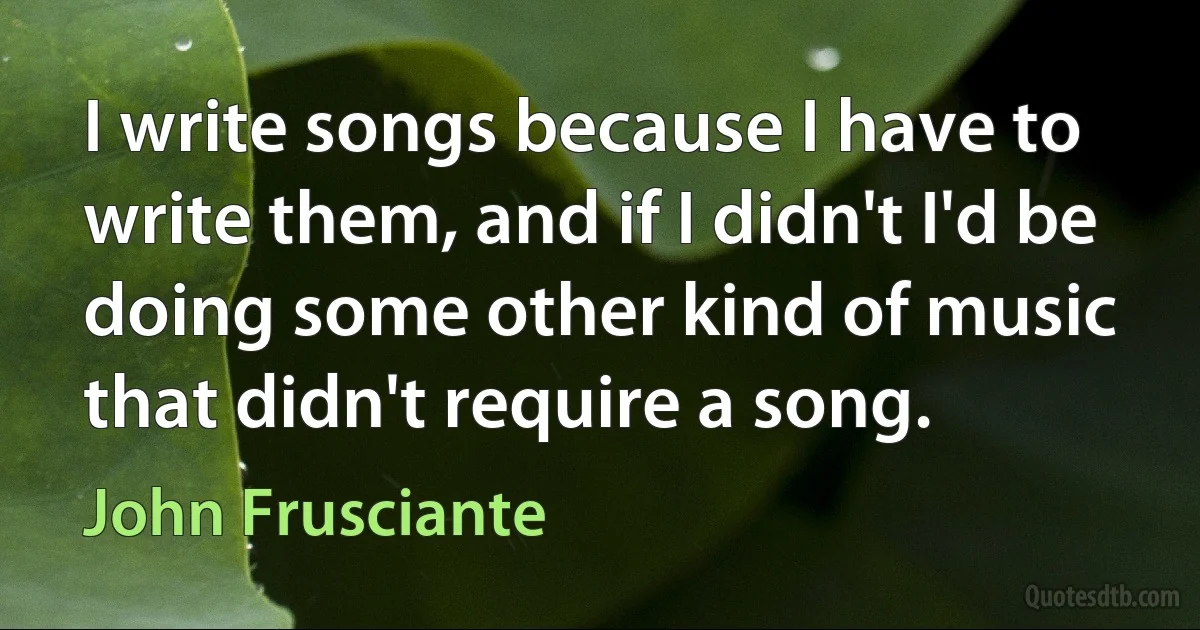 I write songs because I have to write them, and if I didn't I'd be doing some other kind of music that didn't require a song. (John Frusciante)