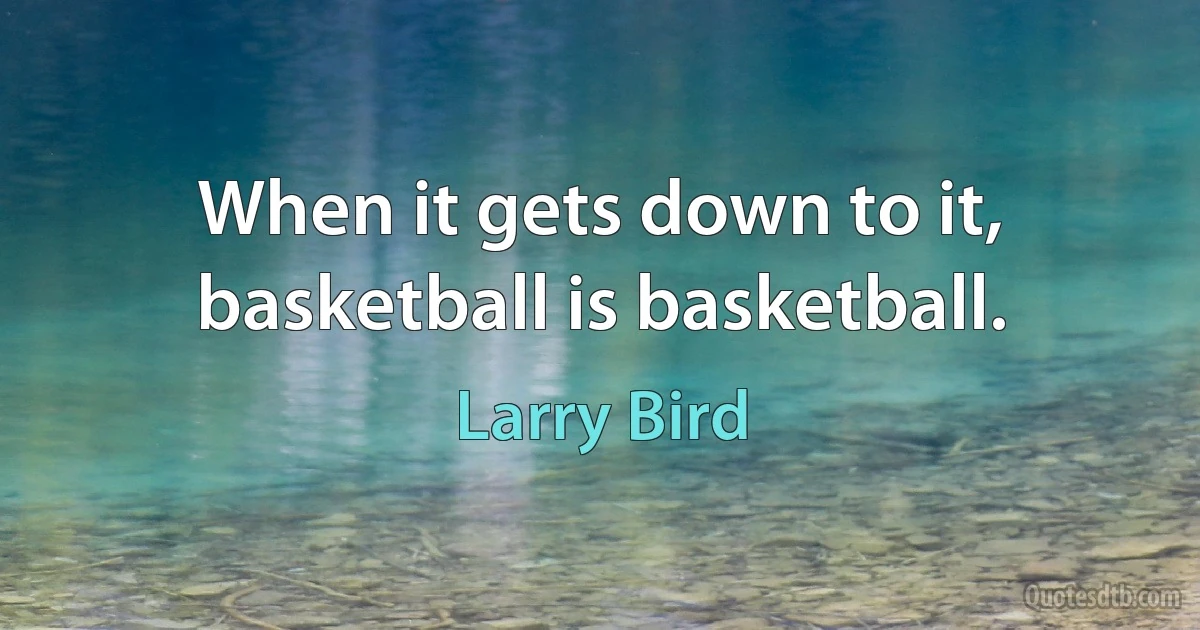 When it gets down to it, basketball is basketball. (Larry Bird)