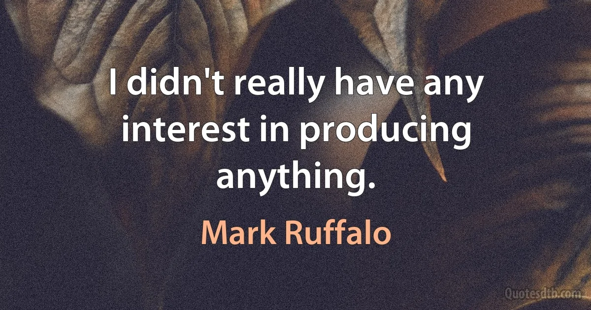 I didn't really have any interest in producing anything. (Mark Ruffalo)