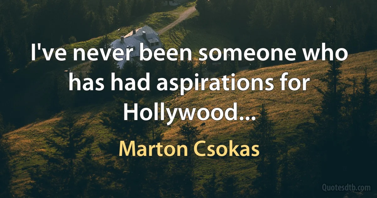 I've never been someone who has had aspirations for Hollywood... (Marton Csokas)