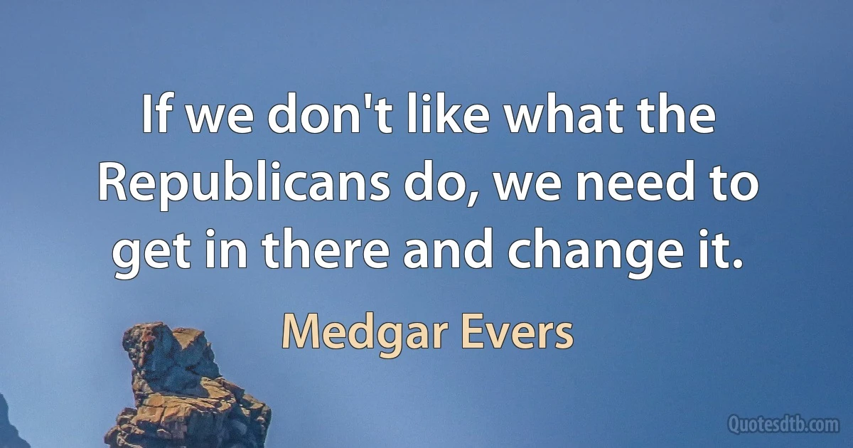 If we don't like what the Republicans do, we need to get in there and change it. (Medgar Evers)