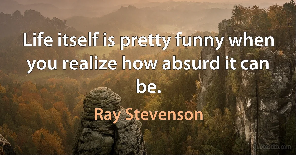 Life itself is pretty funny when you realize how absurd it can be. (Ray Stevenson)