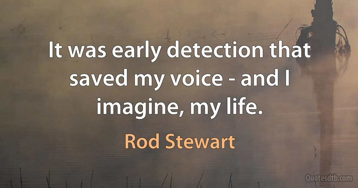 It was early detection that saved my voice - and I imagine, my life. (Rod Stewart)