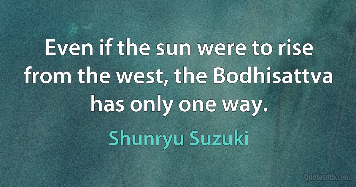 Even if the sun were to rise from the west, the Bodhisattva has only one way. (Shunryu Suzuki)