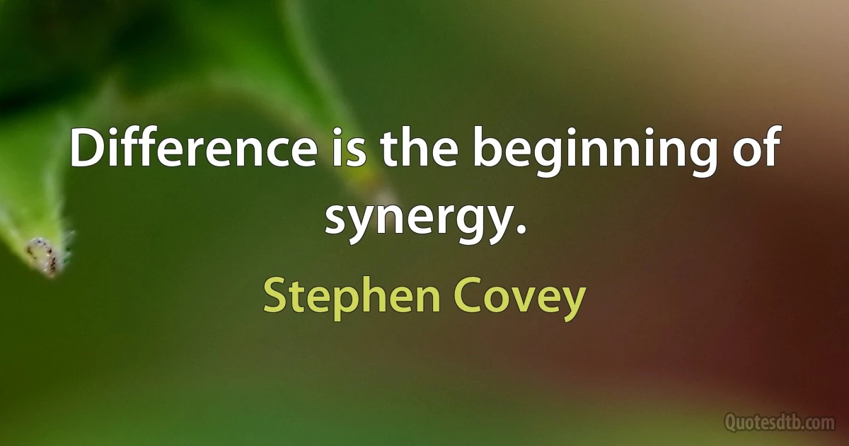 Difference is the beginning of synergy. (Stephen Covey)