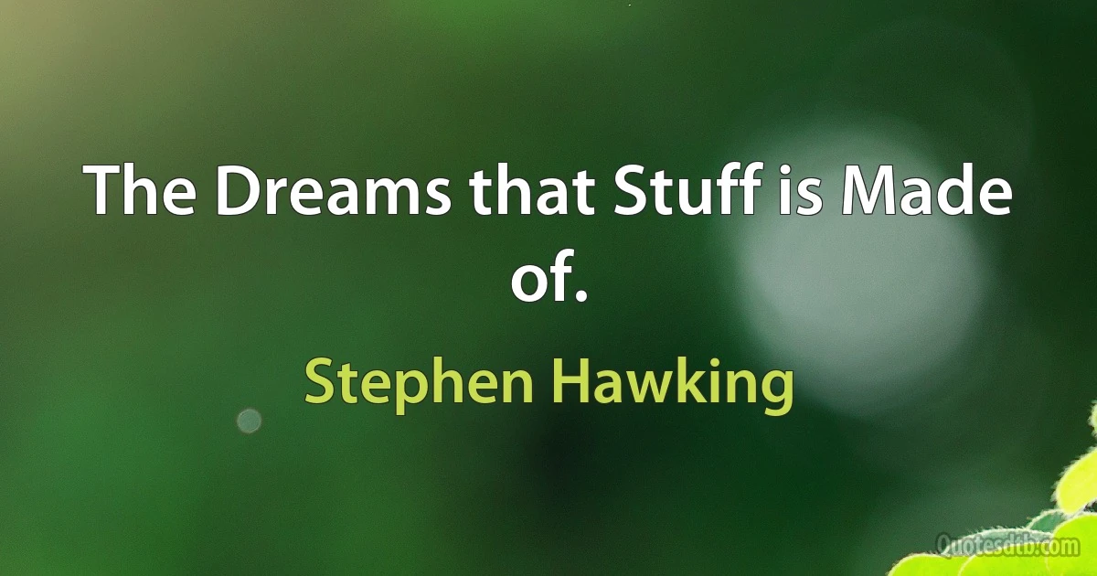 The Dreams that Stuff is Made of. (Stephen Hawking)