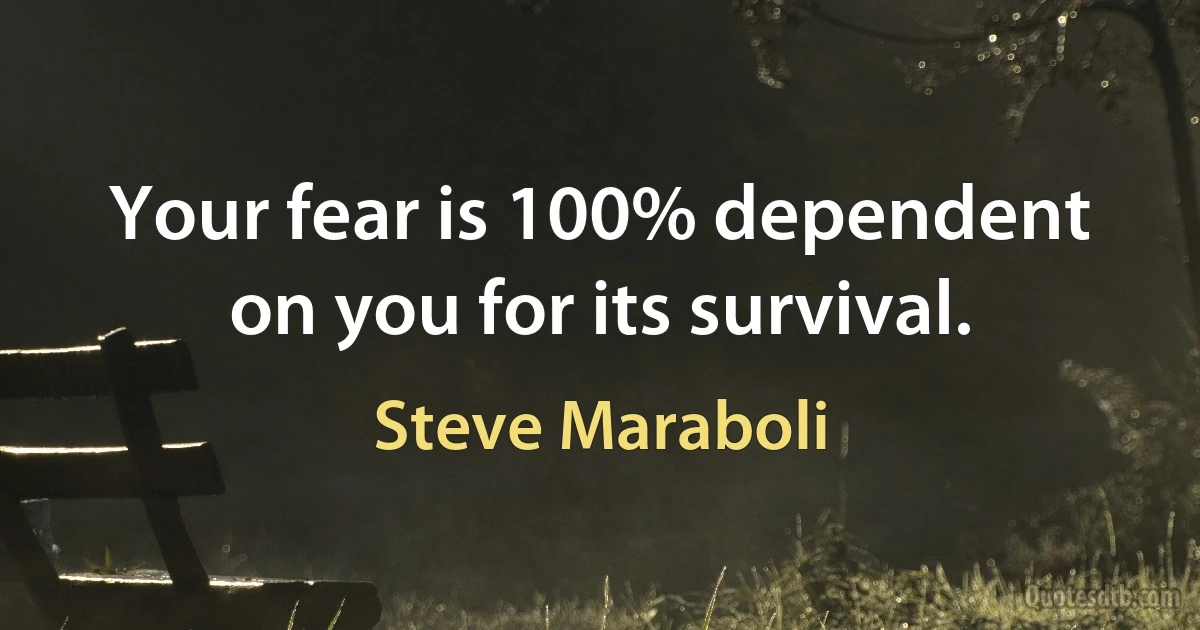 Your fear is 100% dependent on you for its survival. (Steve Maraboli)