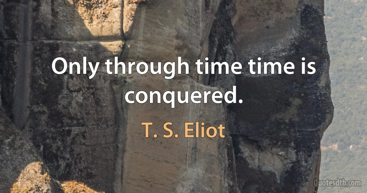 Only through time time is conquered. (T. S. Eliot)