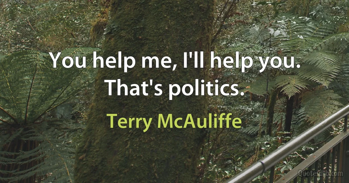 You help me, I'll help you. That's politics. (Terry McAuliffe)