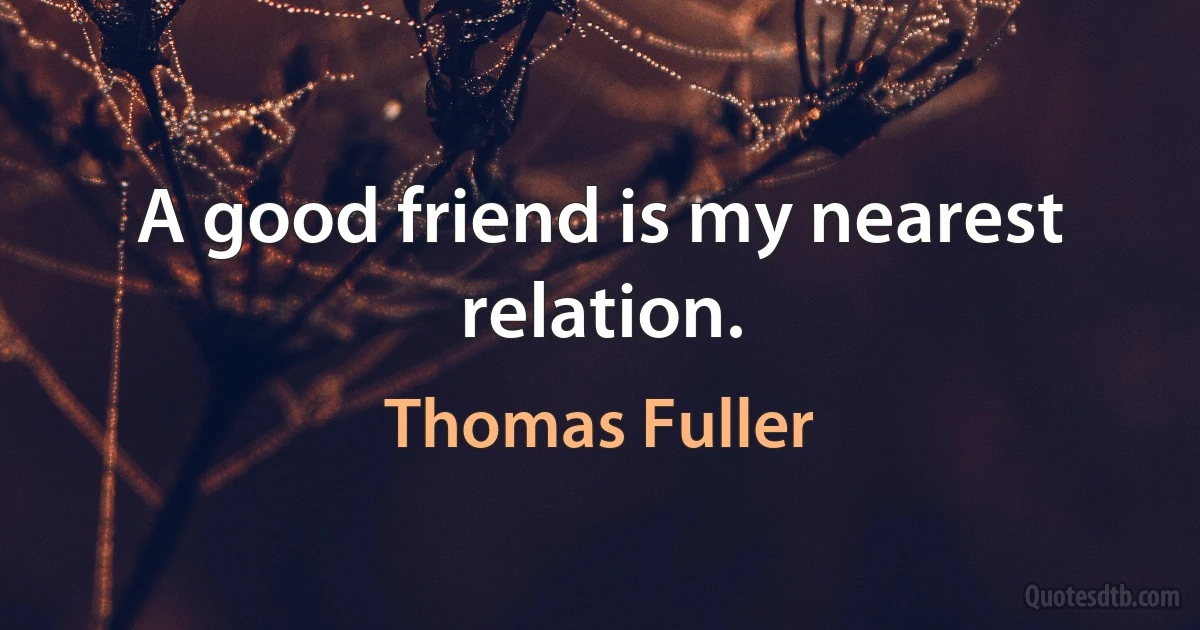 A good friend is my nearest relation. (Thomas Fuller)