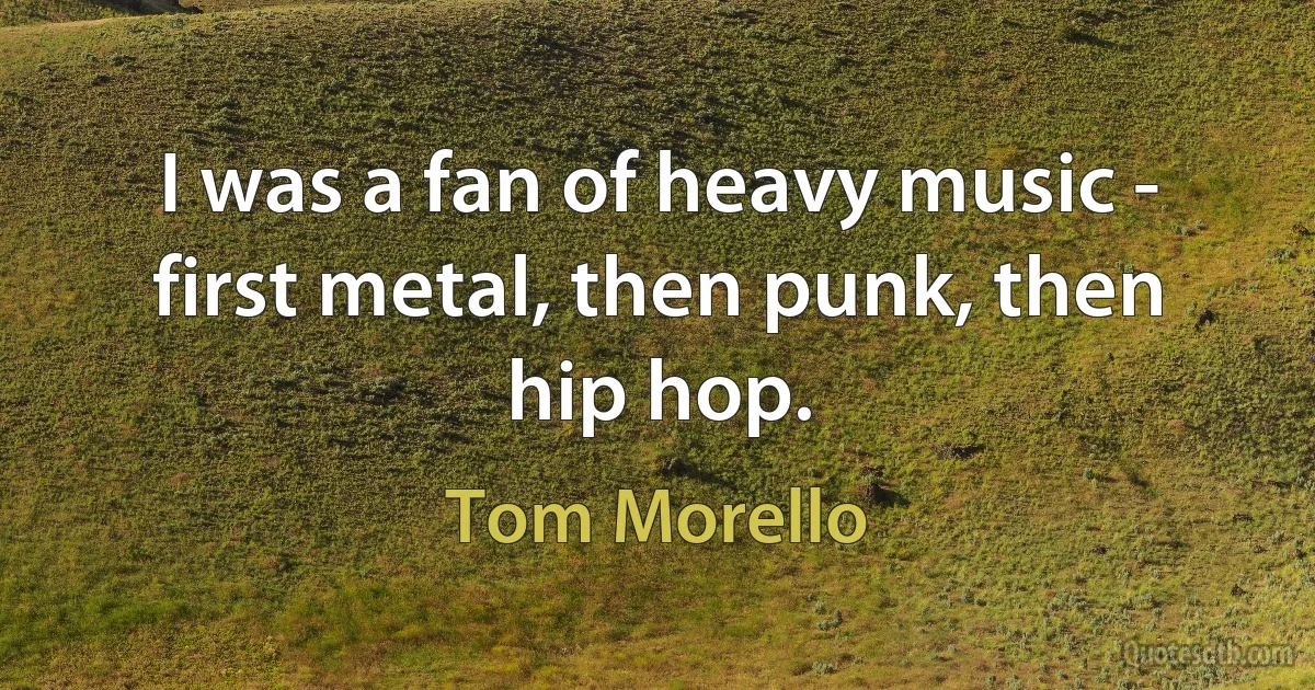 I was a fan of heavy music - first metal, then punk, then hip hop. (Tom Morello)