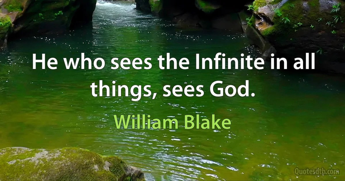 He who sees the Infinite in all things, sees God. (William Blake)