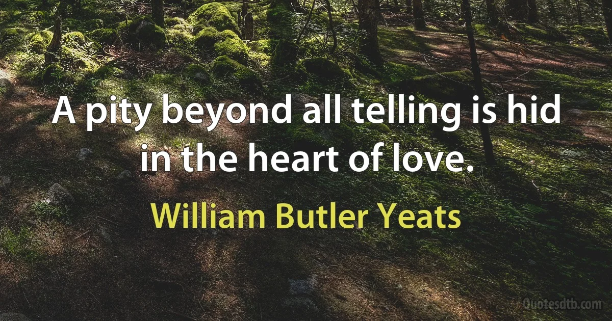 A pity beyond all telling is hid in the heart of love. (William Butler Yeats)