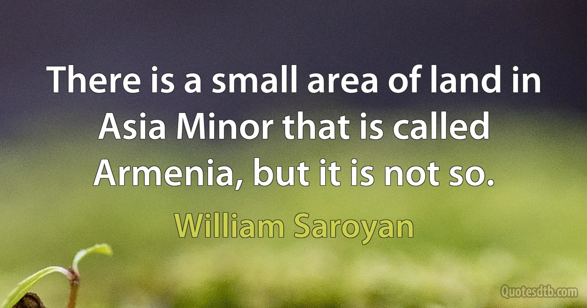 There is a small area of land in Asia Minor that is called Armenia, but it is not so. (William Saroyan)