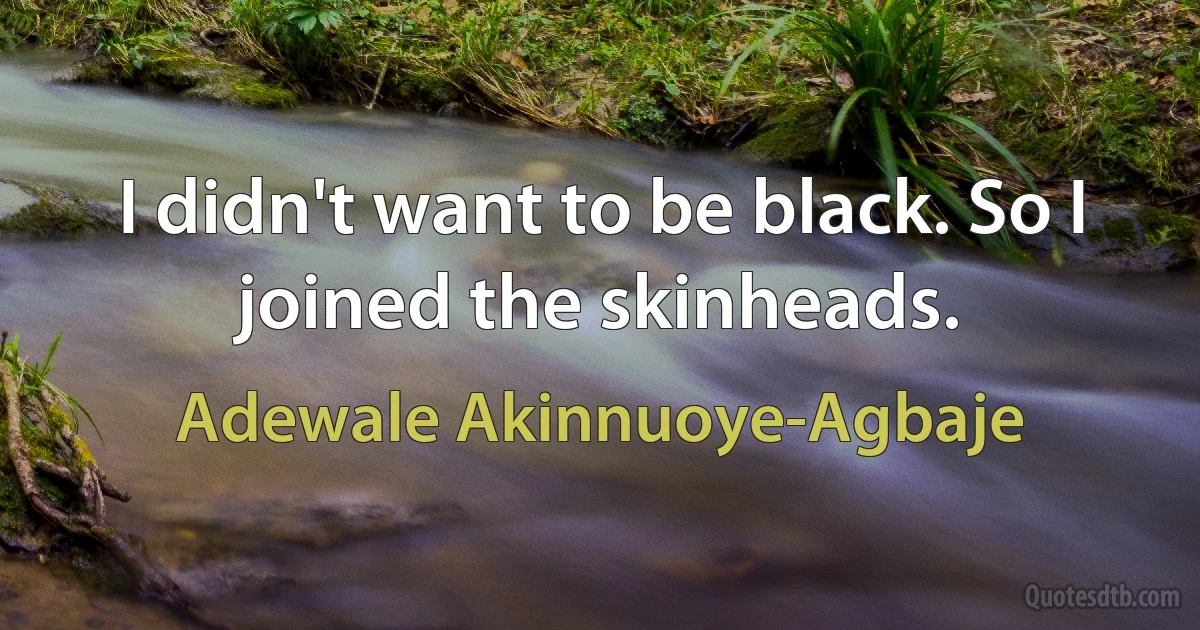 I didn't want to be black. So I joined the skinheads. (Adewale Akinnuoye-Agbaje)