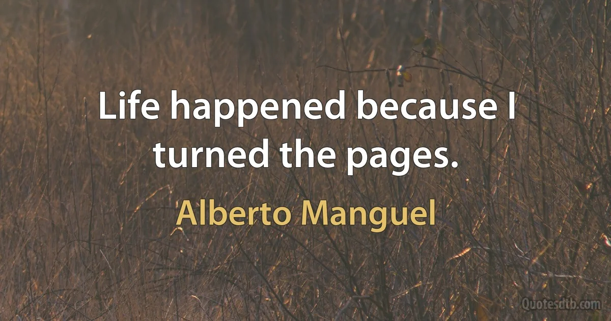 Life happened because I turned the pages. (Alberto Manguel)