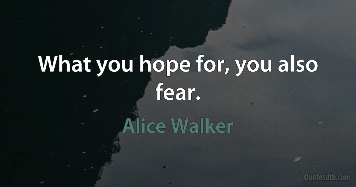 What you hope for, you also fear. (Alice Walker)