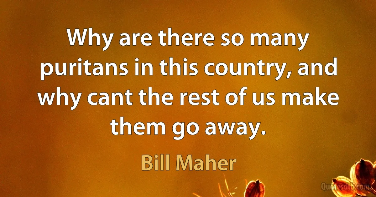 Why are there so many puritans in this country, and why cant the rest of us make them go away. (Bill Maher)