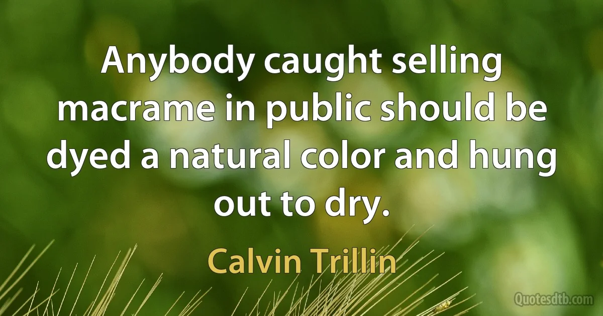 Anybody caught selling macrame in public should be dyed a natural color and hung out to dry. (Calvin Trillin)