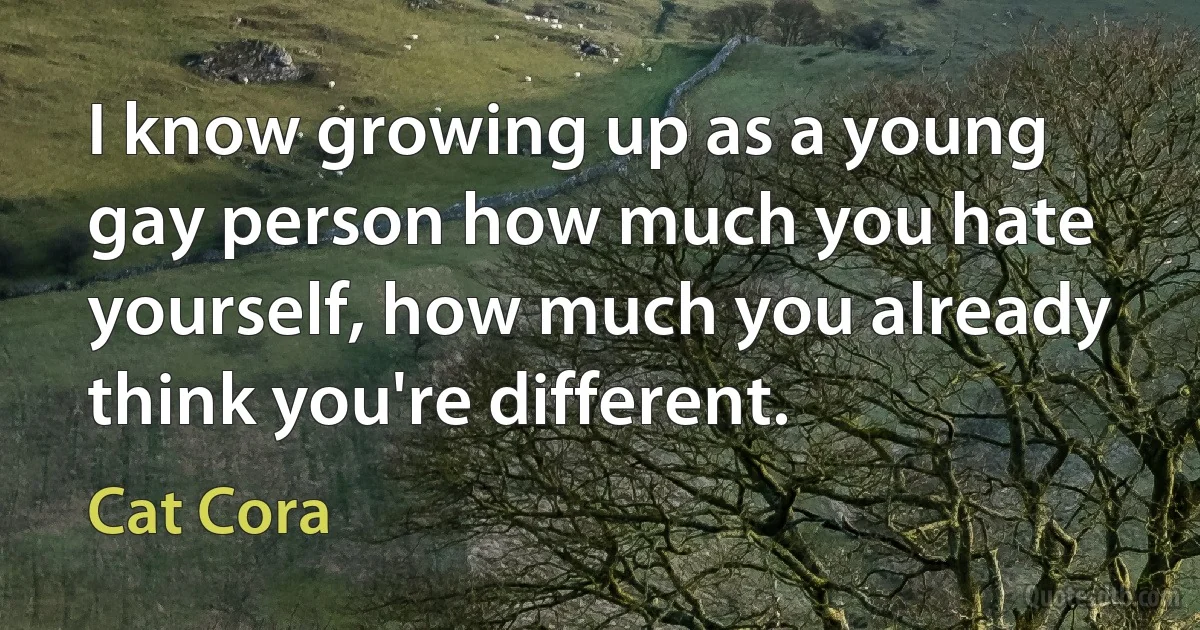 I know growing up as a young gay person how much you hate yourself, how much you already think you're different. (Cat Cora)