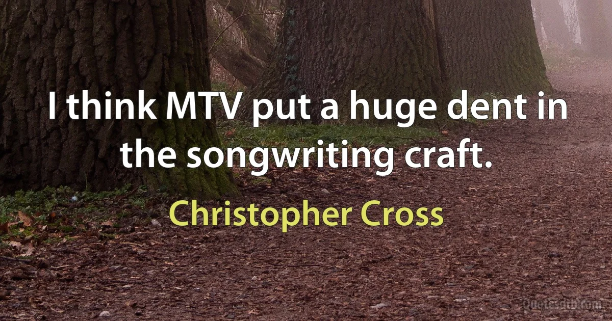 I think MTV put a huge dent in the songwriting craft. (Christopher Cross)