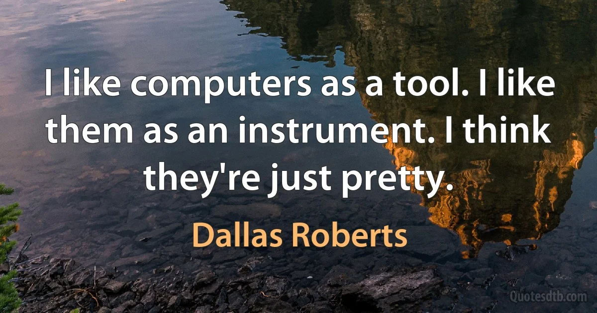 I like computers as a tool. I like them as an instrument. I think they're just pretty. (Dallas Roberts)