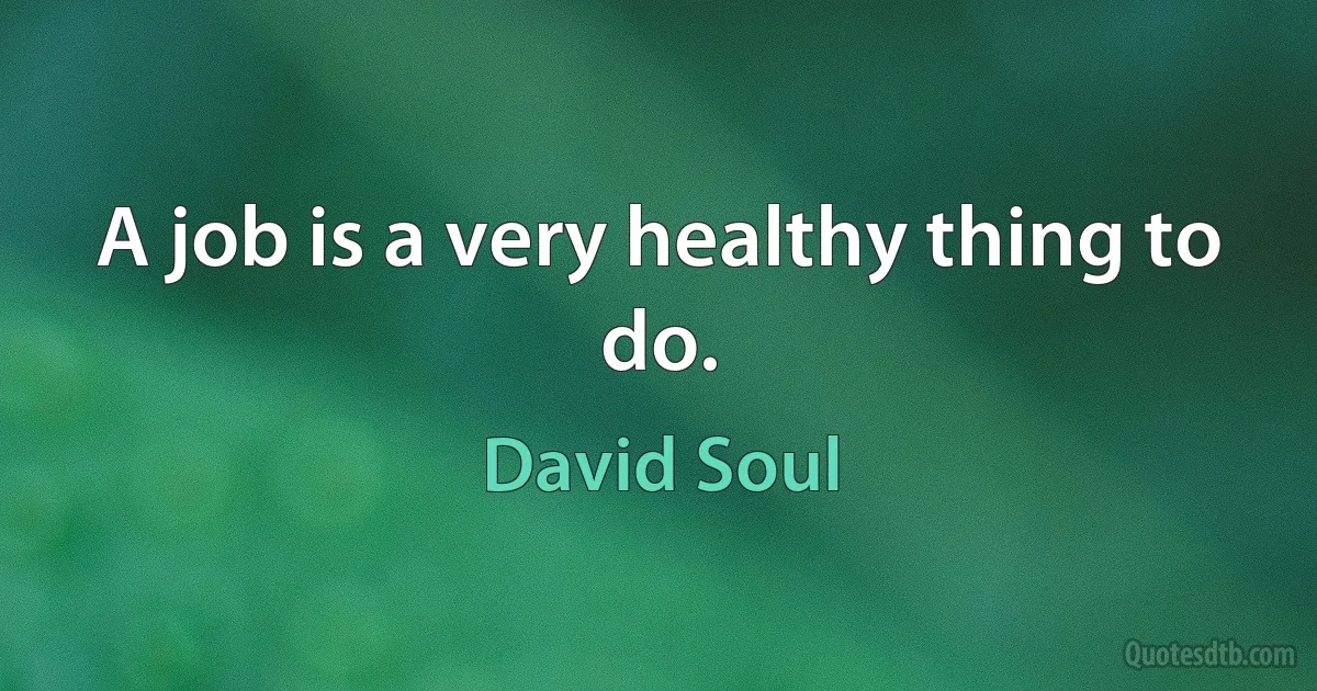 A job is a very healthy thing to do. (David Soul)