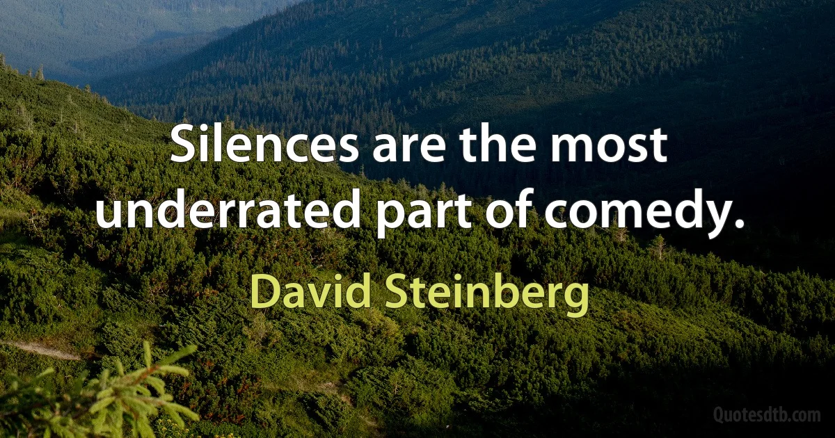 Silences are the most underrated part of comedy. (David Steinberg)