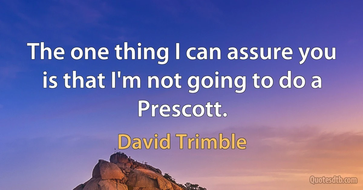 The one thing I can assure you is that I'm not going to do a Prescott. (David Trimble)