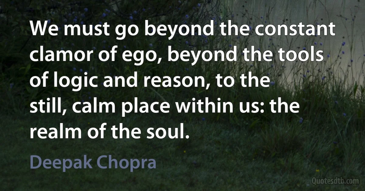 We must go beyond the constant clamor of ego, beyond the tools of logic and reason, to the still, calm place within us: the realm of the soul. (Deepak Chopra)