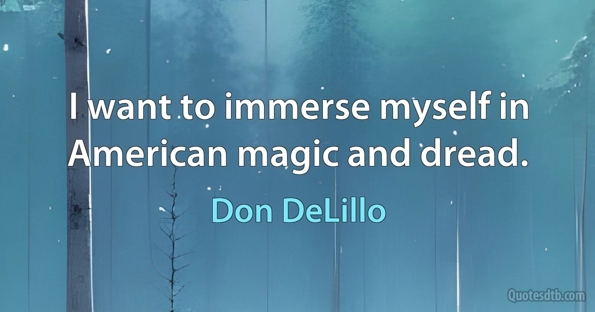 I want to immerse myself in American magic and dread. (Don DeLillo)