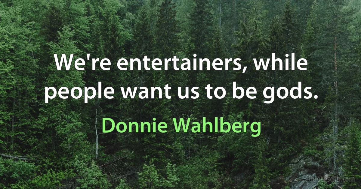 We're entertainers, while people want us to be gods. (Donnie Wahlberg)